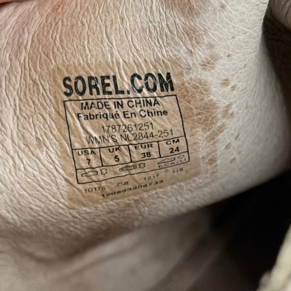 Sorel Lolla Peep Toe Bootie Womens 7 Beige Leather Stacked Heel Side Zip Shoes - Picture 11 of 12